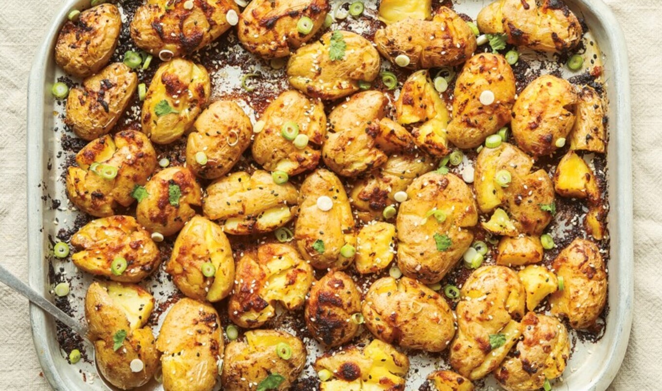 Easy Miso-Butter Sheet Pan Smashed Potatoes