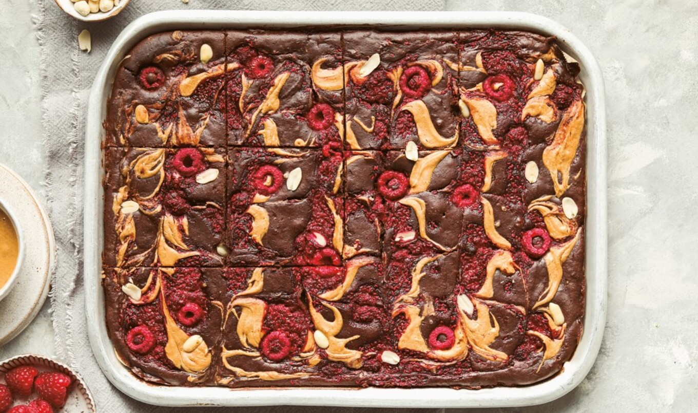 Chewy Vegan Peanut Butter and Jam Swirled Brownies