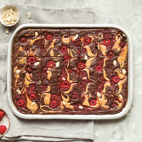 Chewy Vegan Peanut Butter and Jam Swirled Brownies