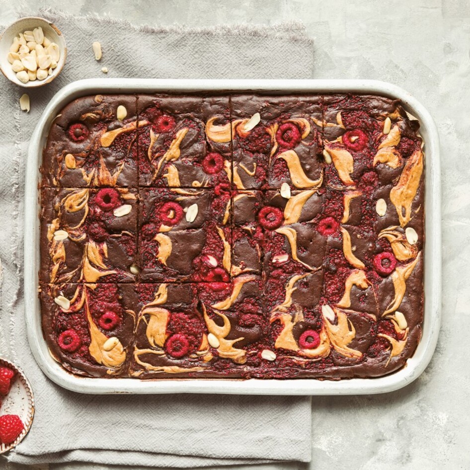 Vegan Peanut Butter and Jam Swirled Fudgy Brownies