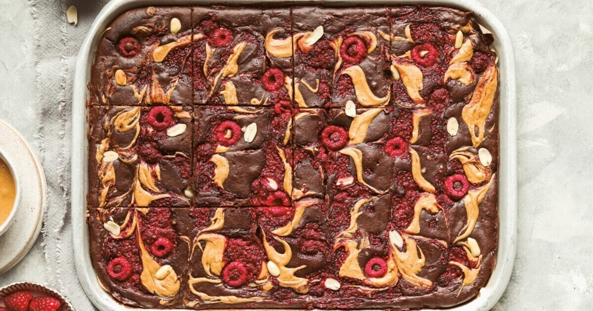 Vegan Peanut Butter and Jam Swirled Fudgy Brownies | VegNews