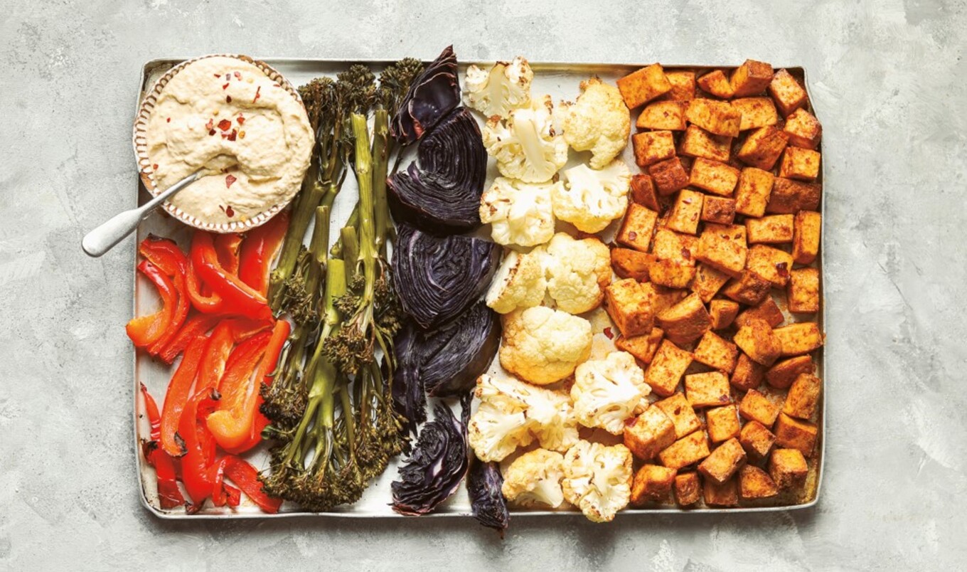 Vegan Baked Tofu and Roasted Vegetable Buddha Sheet Pan Meal