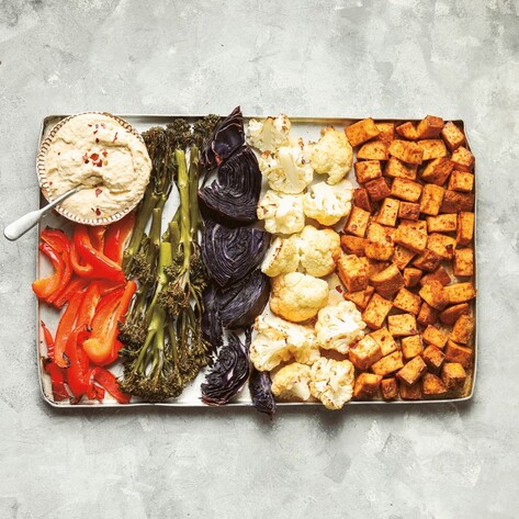 Vegan Baked Tofu and Roasted Vegetable Buddha Sheet Pan Meal