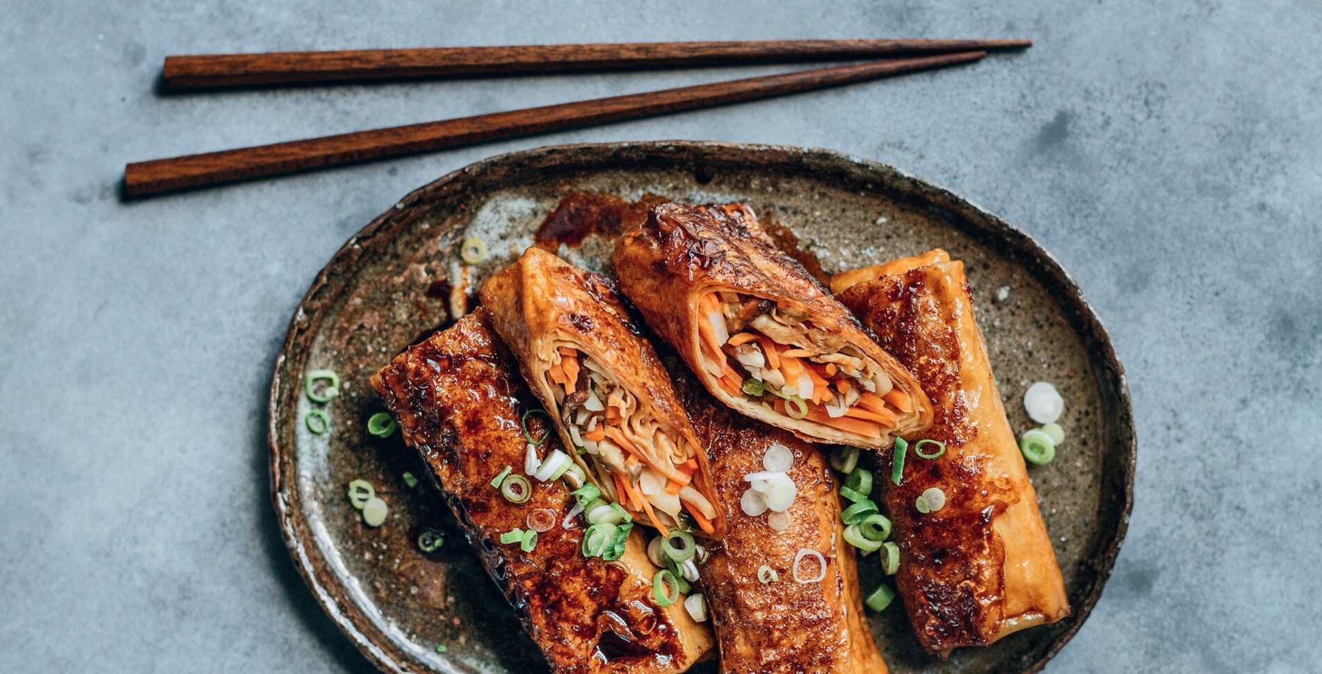 Bamboo Shoot and Mushroom-Stuffed Yuba Rolls