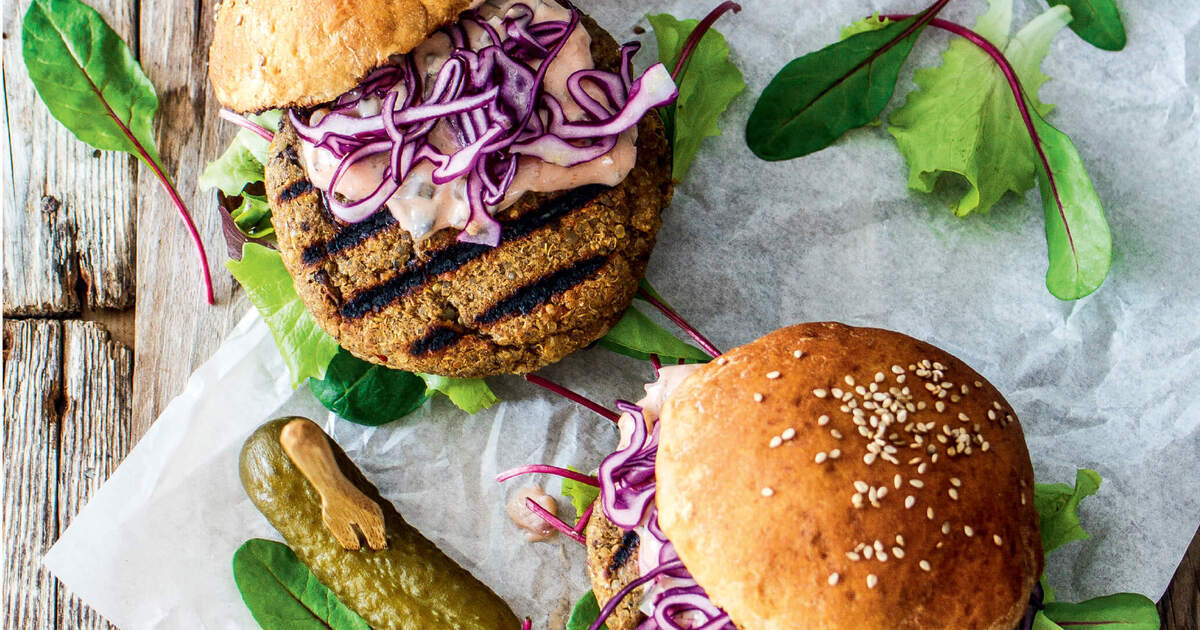 Grillable Chickpea Quinoa Burgers | VegNews