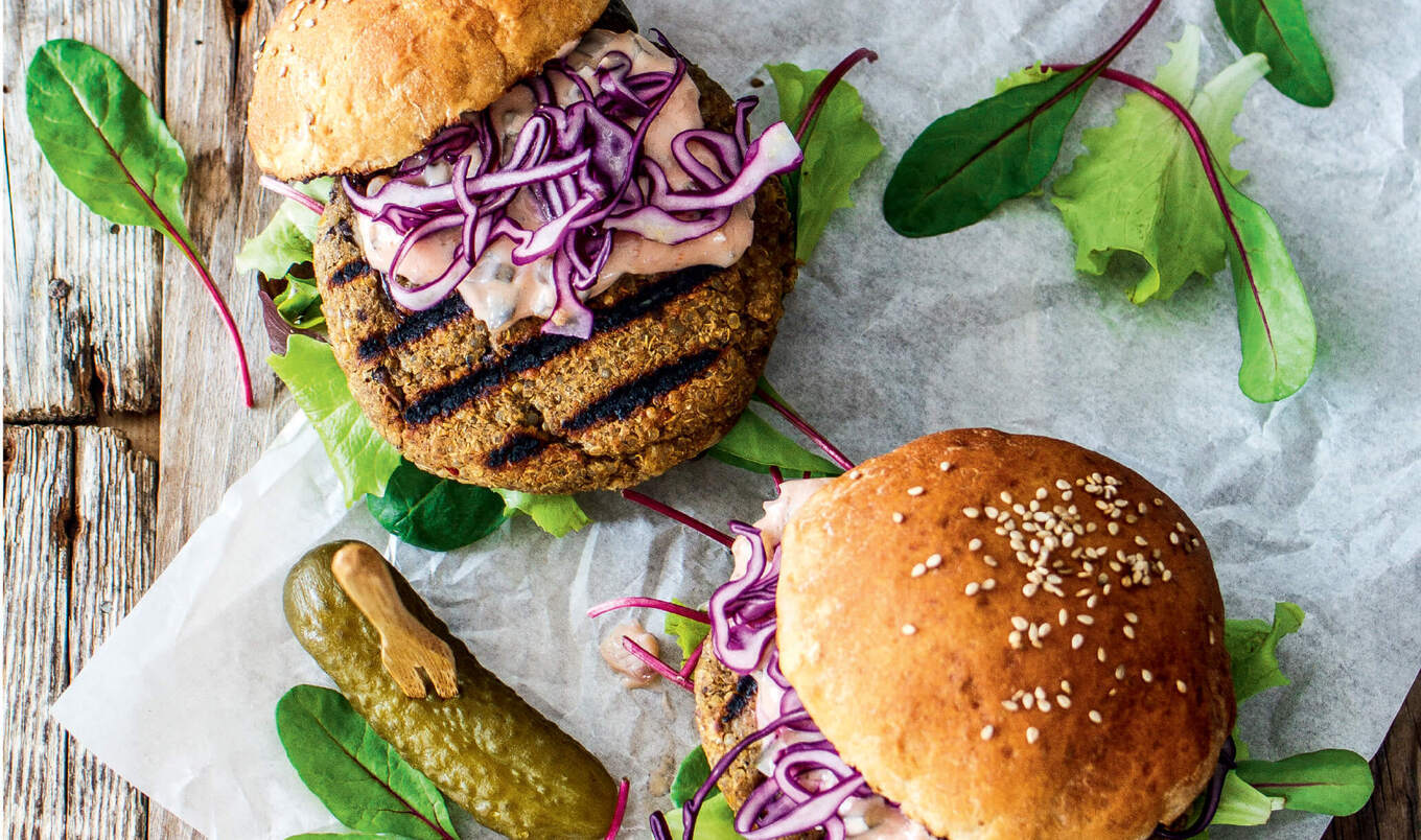 Grillable Chickpea Quinoa Burgers