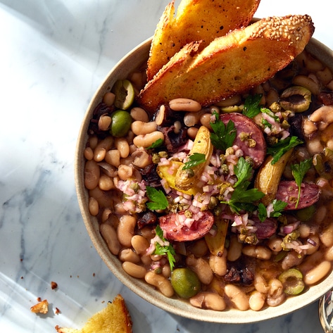 Vegan Beans Marbella With Salty Roasted Potatoes