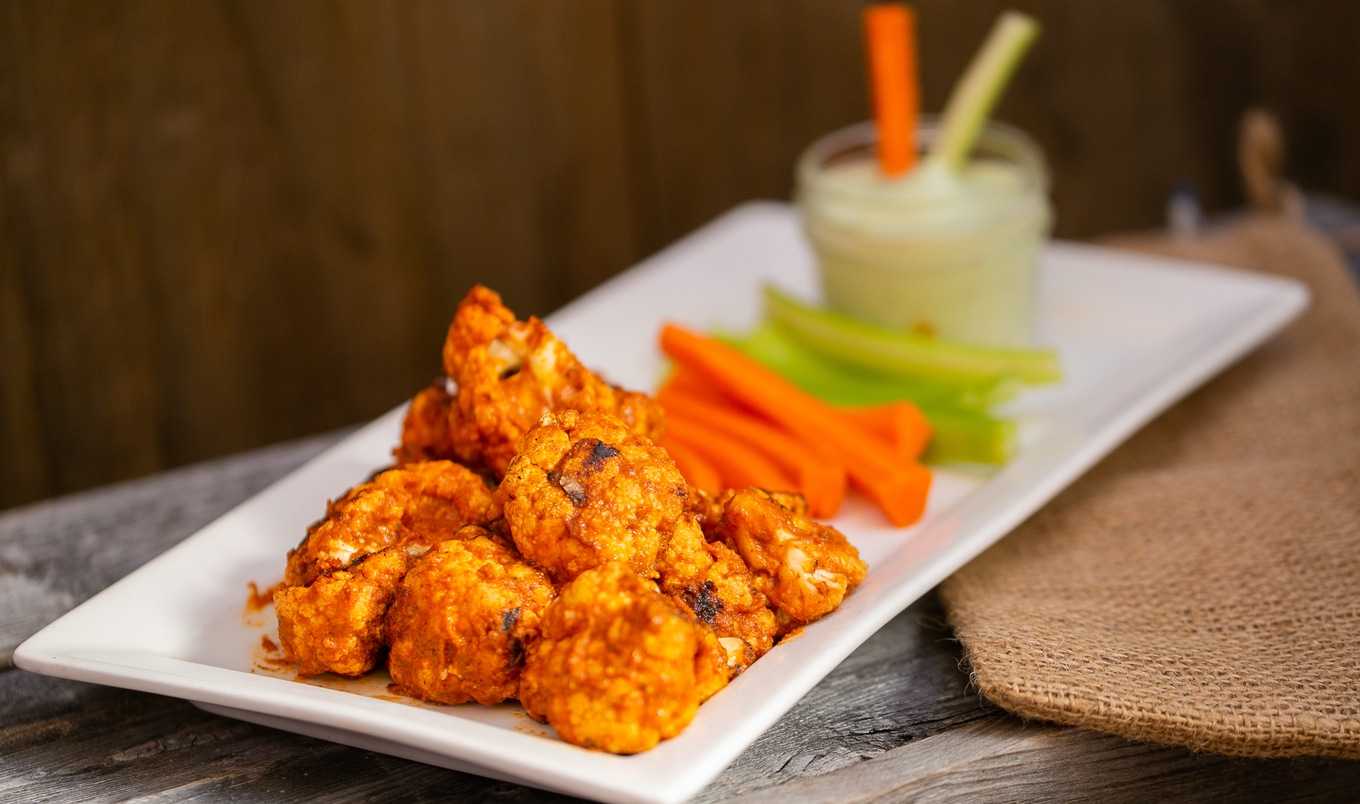 Vegan Spicy Cauliflower Wings With Pesto Dipping Sauce