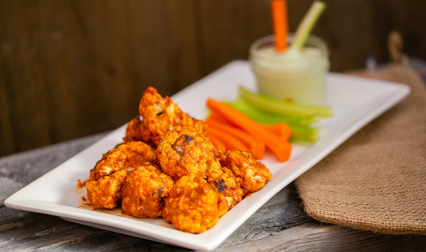 Spicy Cauliflower Wings With Pesto Dipping Sauce