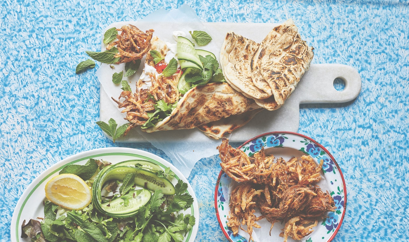 Vegan Spiced Bhaji Naan Wraps With Mango Chutney