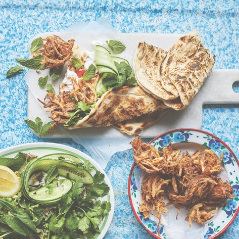 Vegan Spiced Bhaji Naan Wraps With Mango Chutney