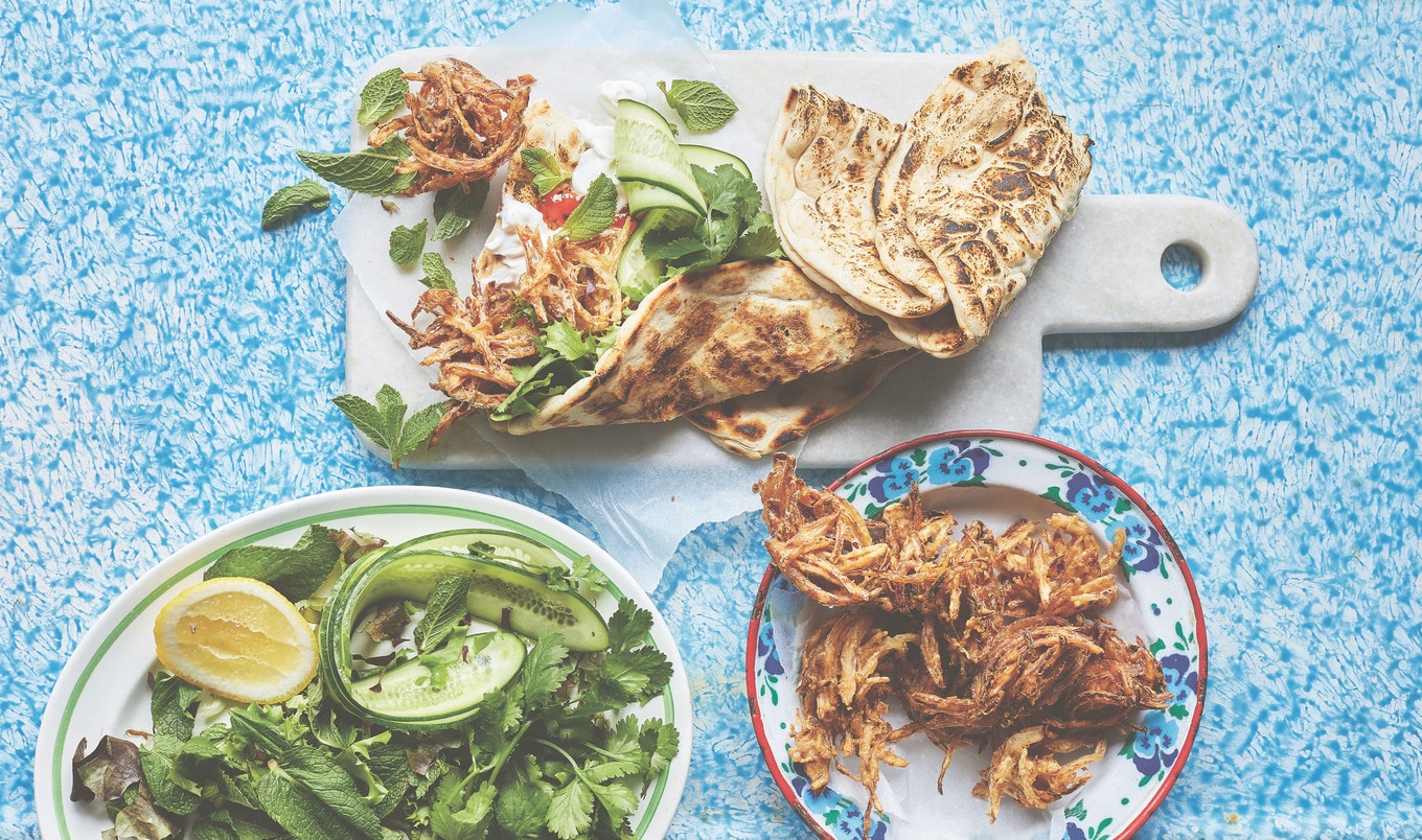 Spiced Bhaji Naan Wraps With Mango Chutney