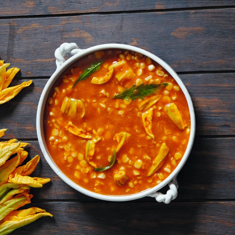 Zucchini Flower Corn Soup