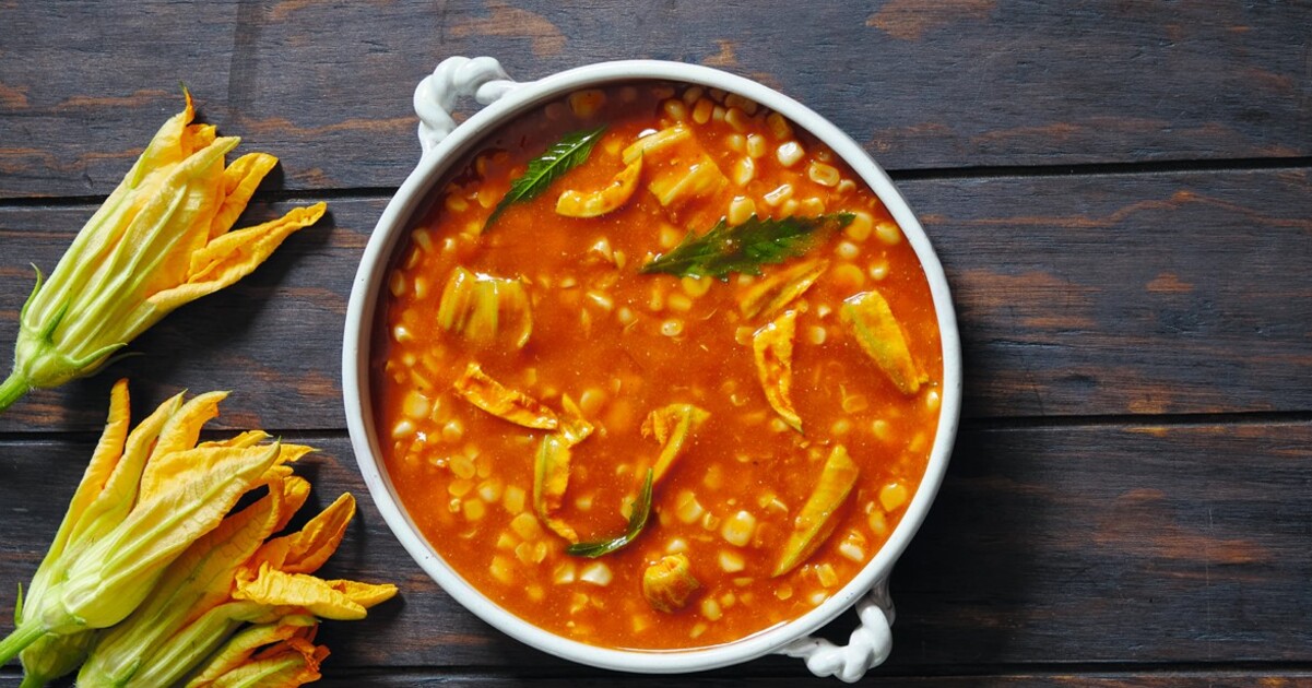 Zucchini Flower Corn Soup | VegNews