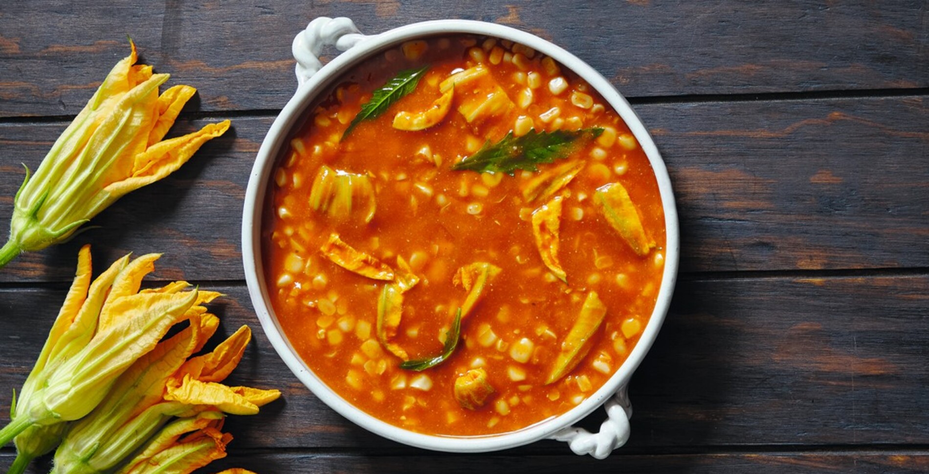 Zucchini Flower Corn Soup