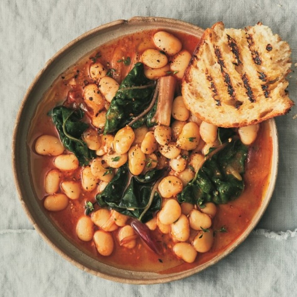 Shortcut Brothy Beans With Tomatoes & Garlic