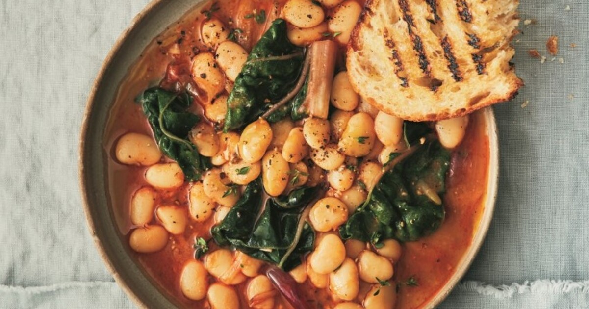 Shortcut Brothy Beans With Tomatoes and Garlic | VegNews