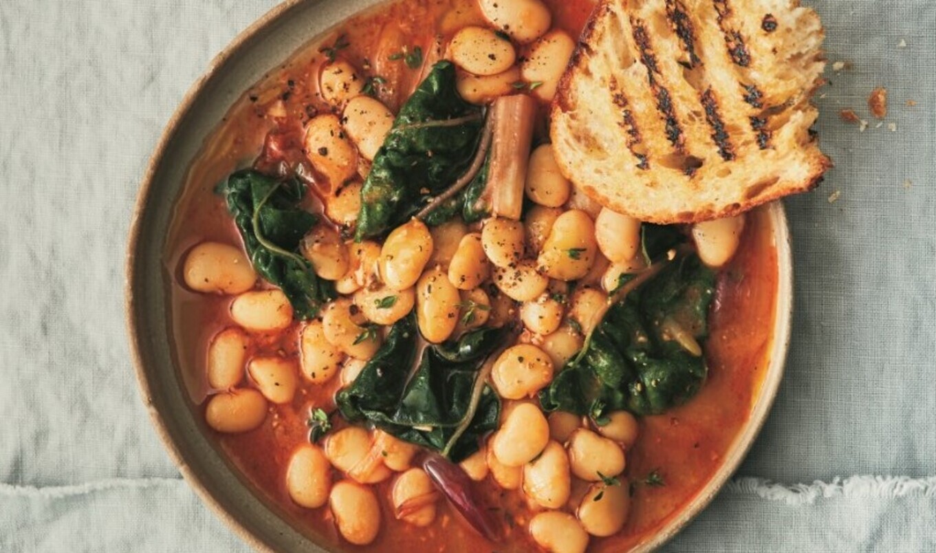Shortcut Brothy Beans With Tomatoes and Garlic