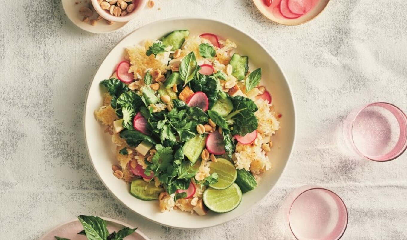 Crispy Rice Salad With Smashed Cucumbers and Spicy Pickled Radishes