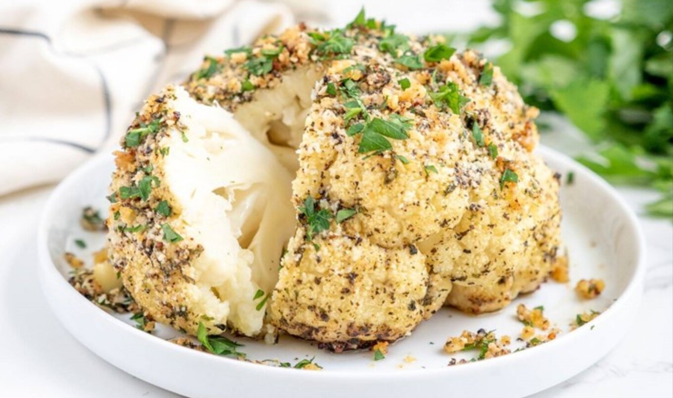Vegan Garlicky Herb-Roasted Whole Cauliflower&nbsp;
