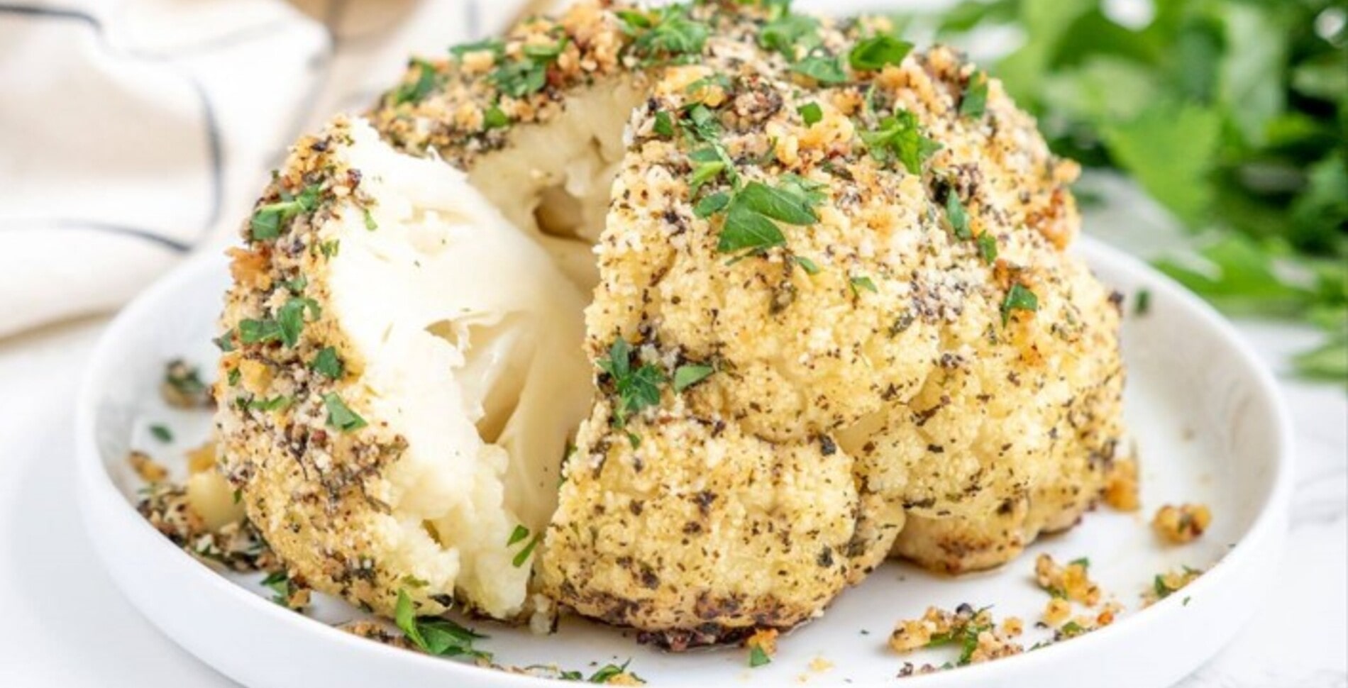 Garlicky Herb-Roasted Whole Cauliflower