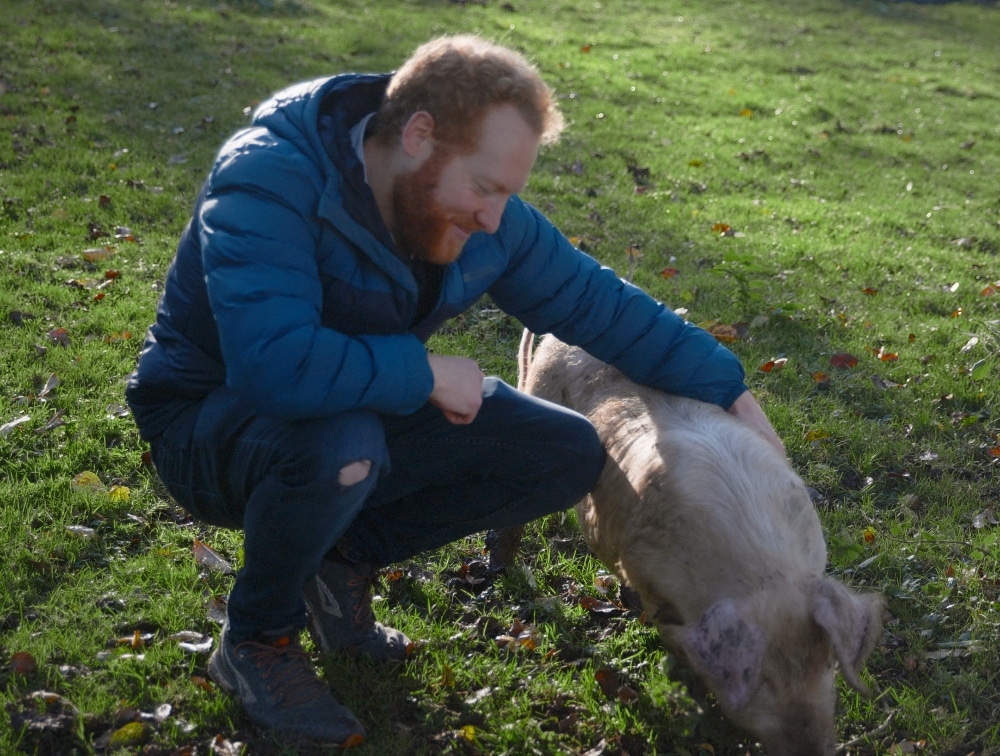 Tom Pickering with Pig