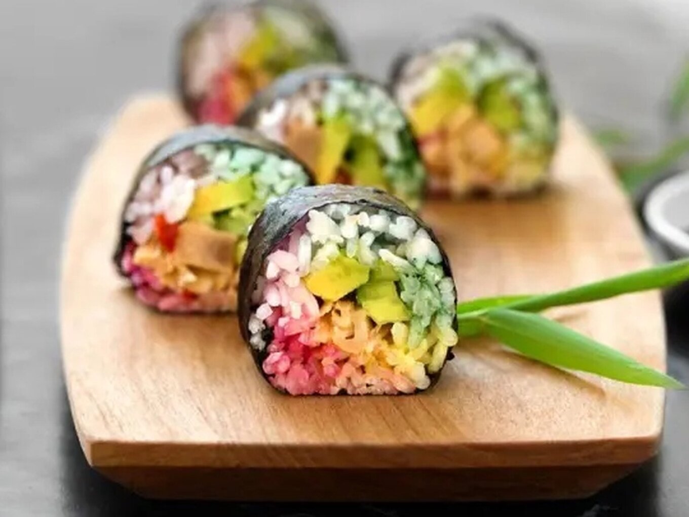 Rainbow sushi rolls