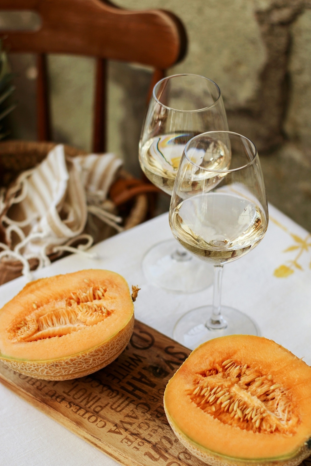 melon and wine