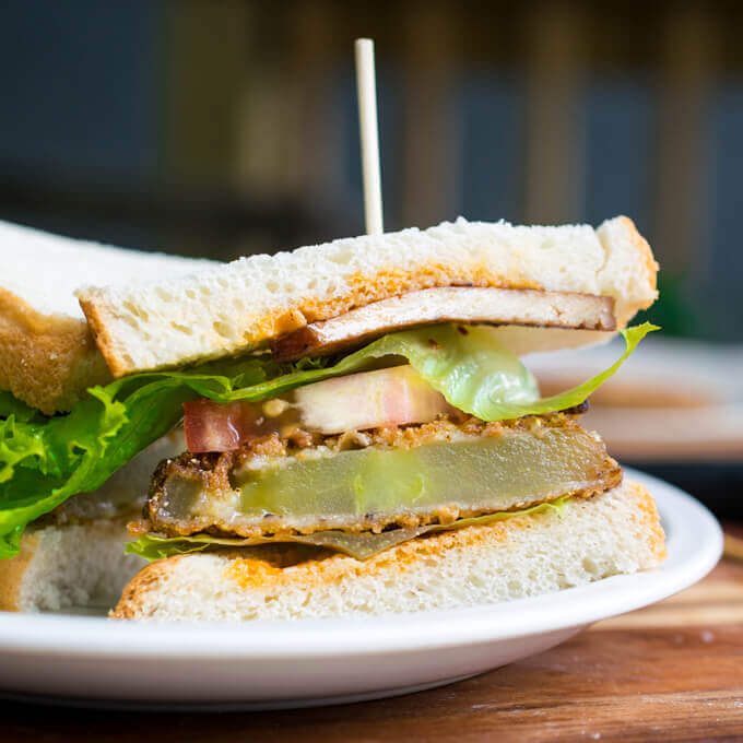 Vegan BLT fried green tomatoes