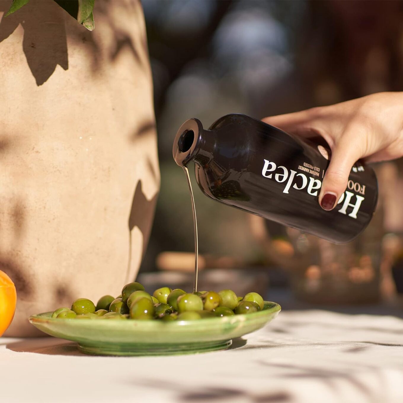 pouring olive oil
