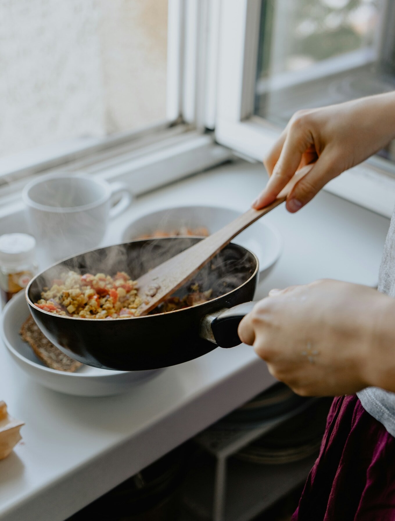 Serving from frying pan