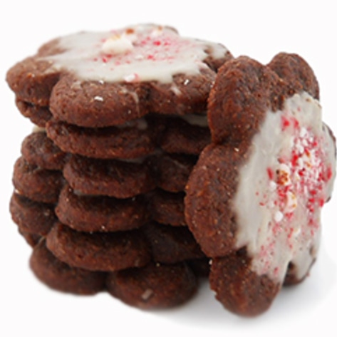 Chocolate Sugar Cookies with Candy Cane Frosting