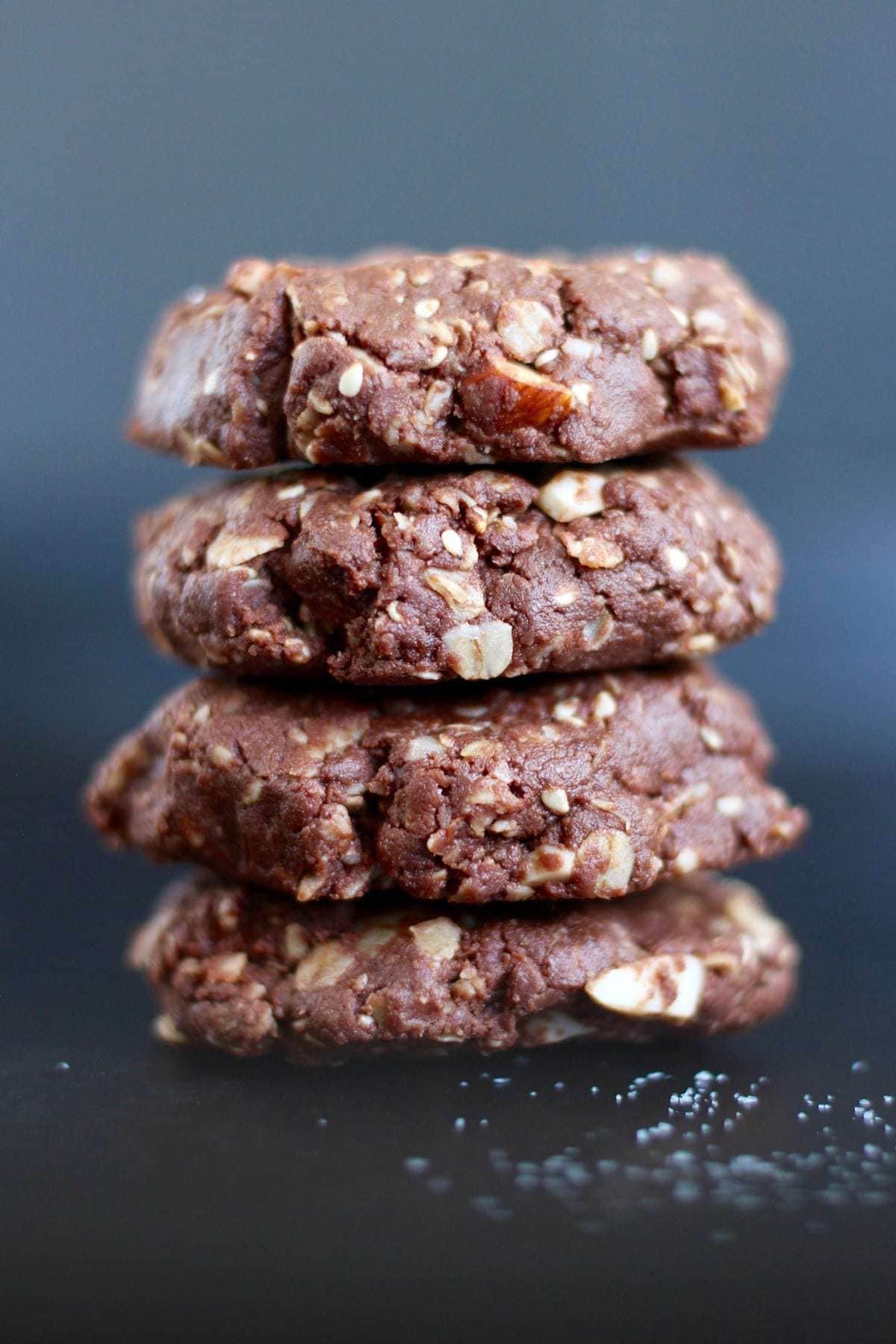 chocolate tahini no bake cookies