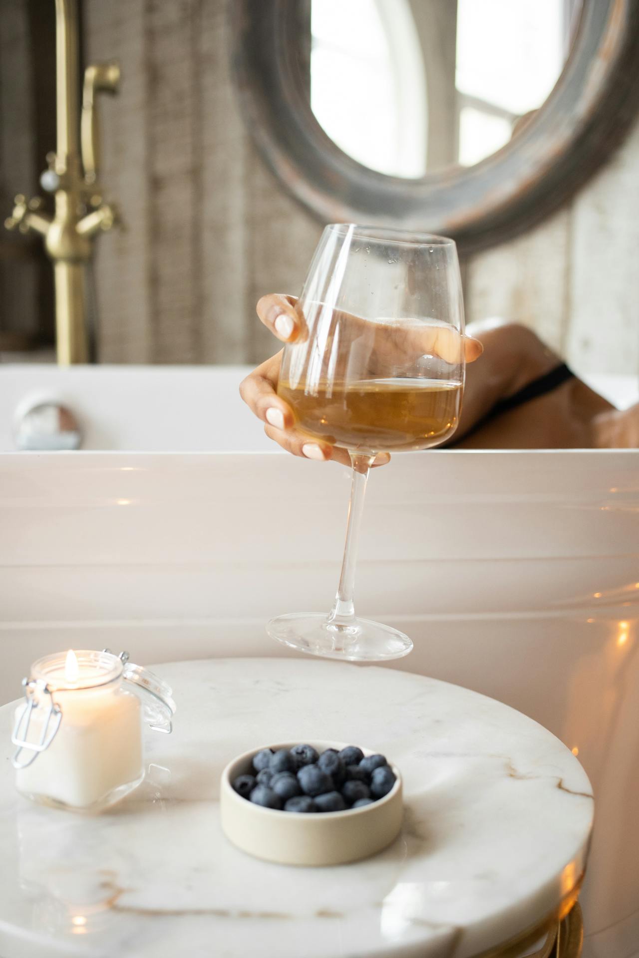 white wine in the bath