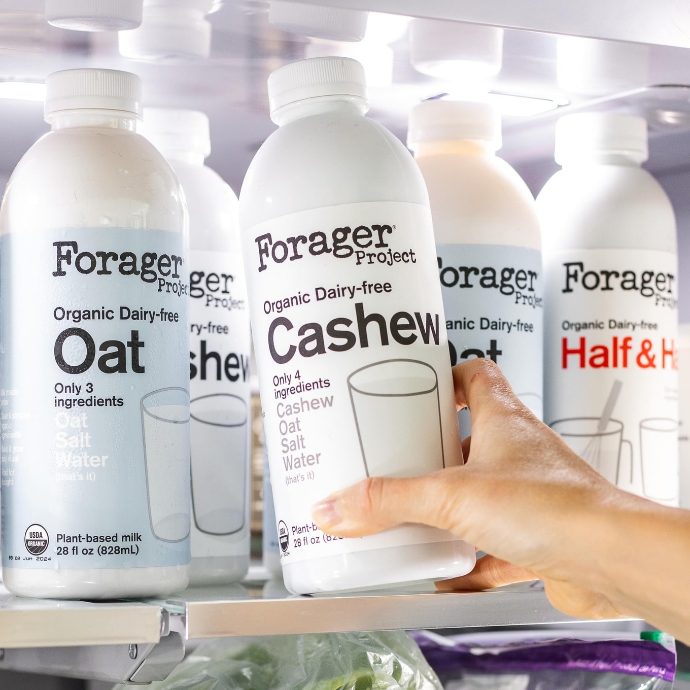 Forager milk products in fridge