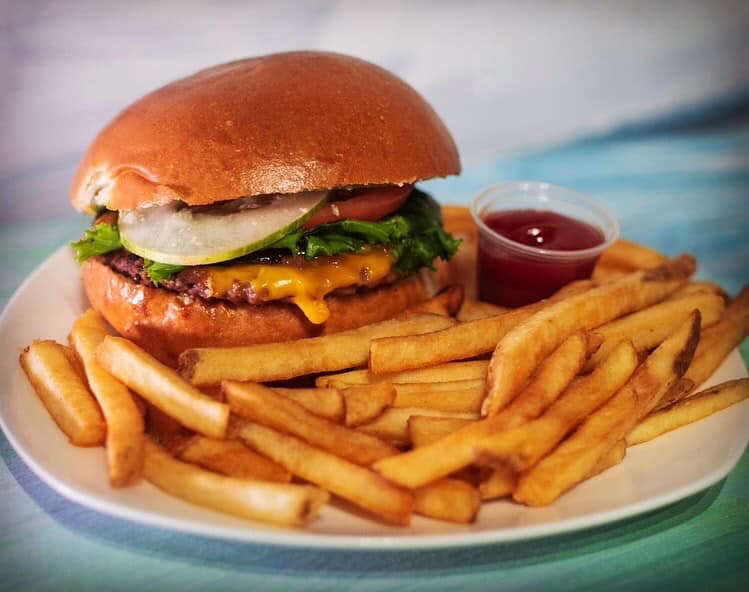 vegan burger and fries