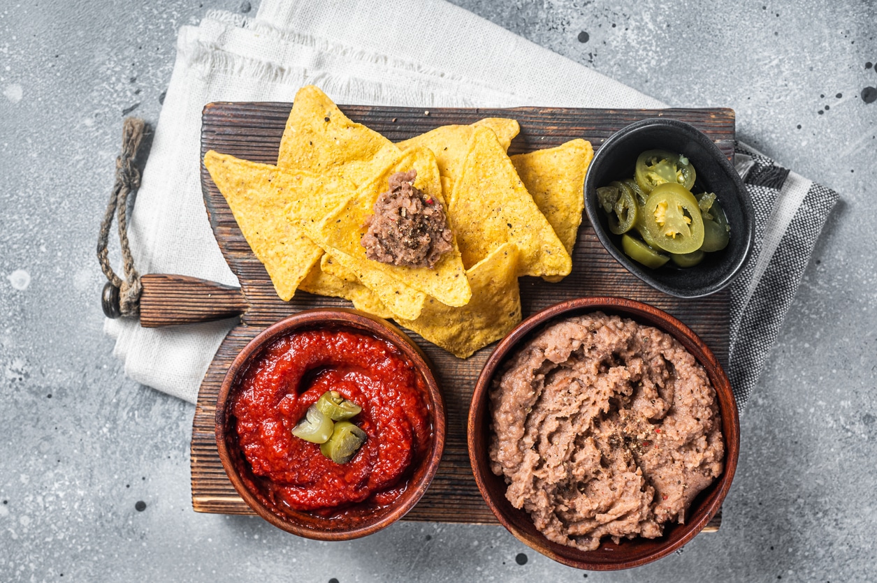 refried beans and nachos