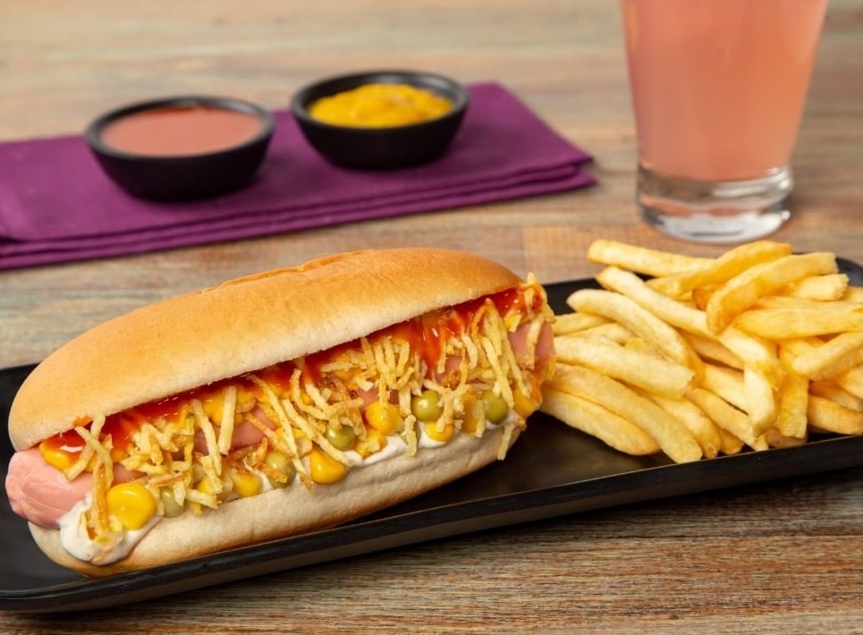 vegan hot dog and fries