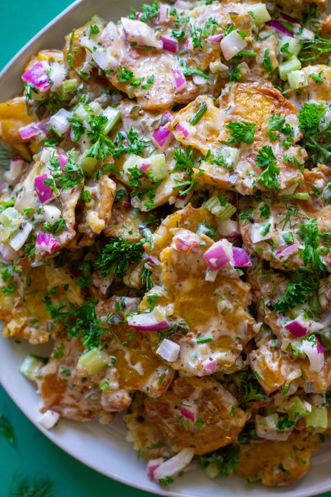 Old Bay Smashed Potato Salad