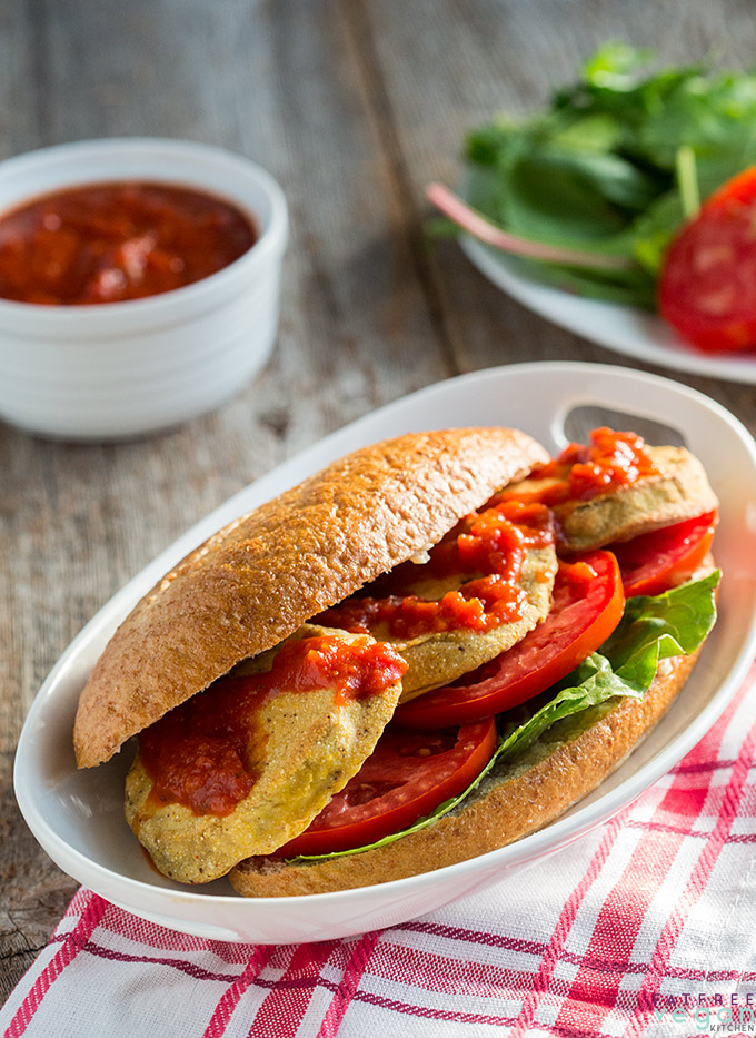 Oven-Fried Eggplant Po’Boy Sandwiches