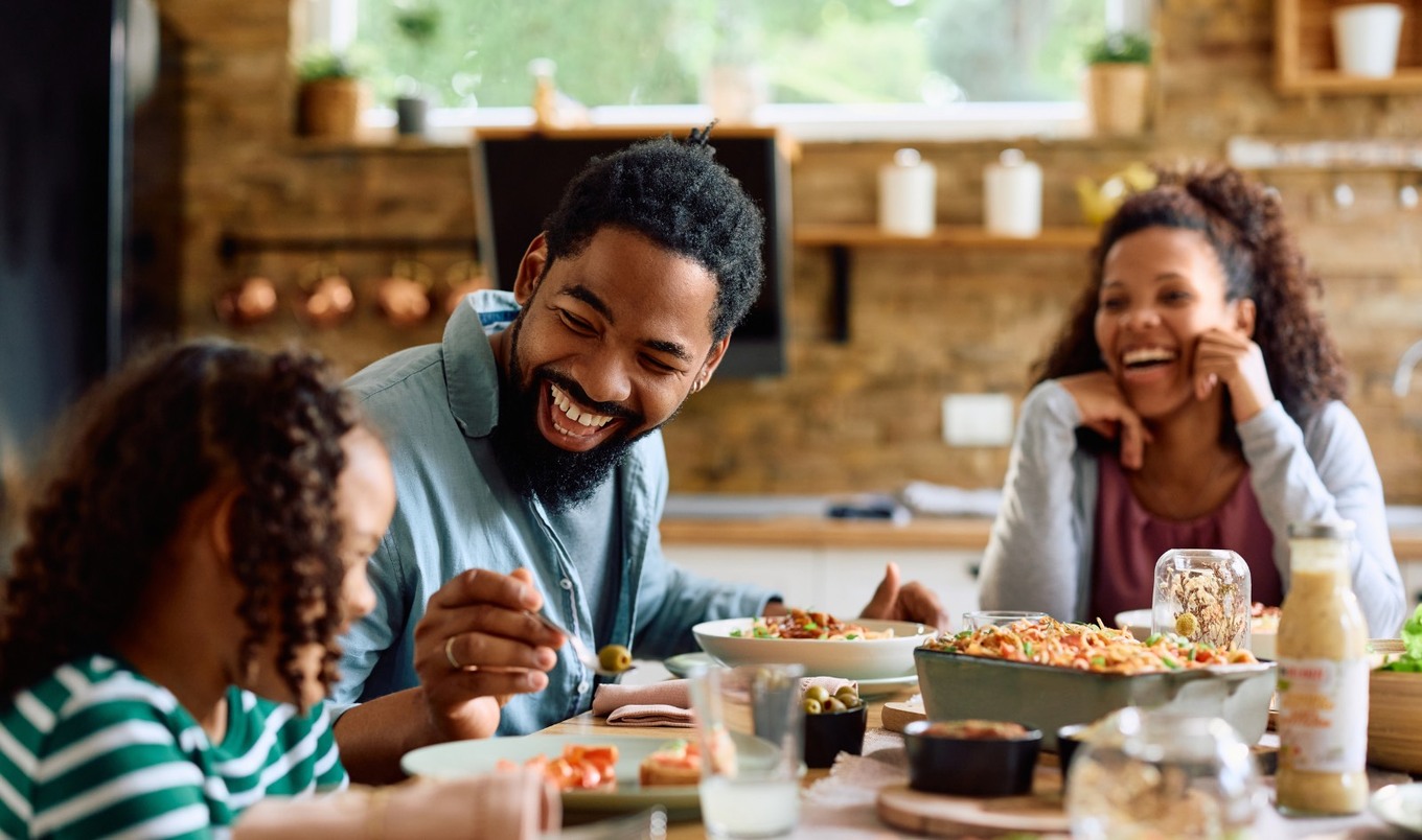 family having dinner