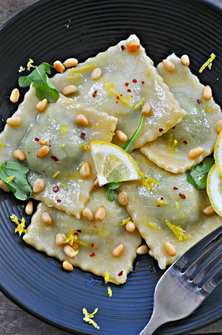 Vegan Broccoli Rabe Pesto Ravioli