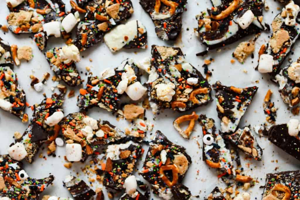 Halloween vegan chocolate bark