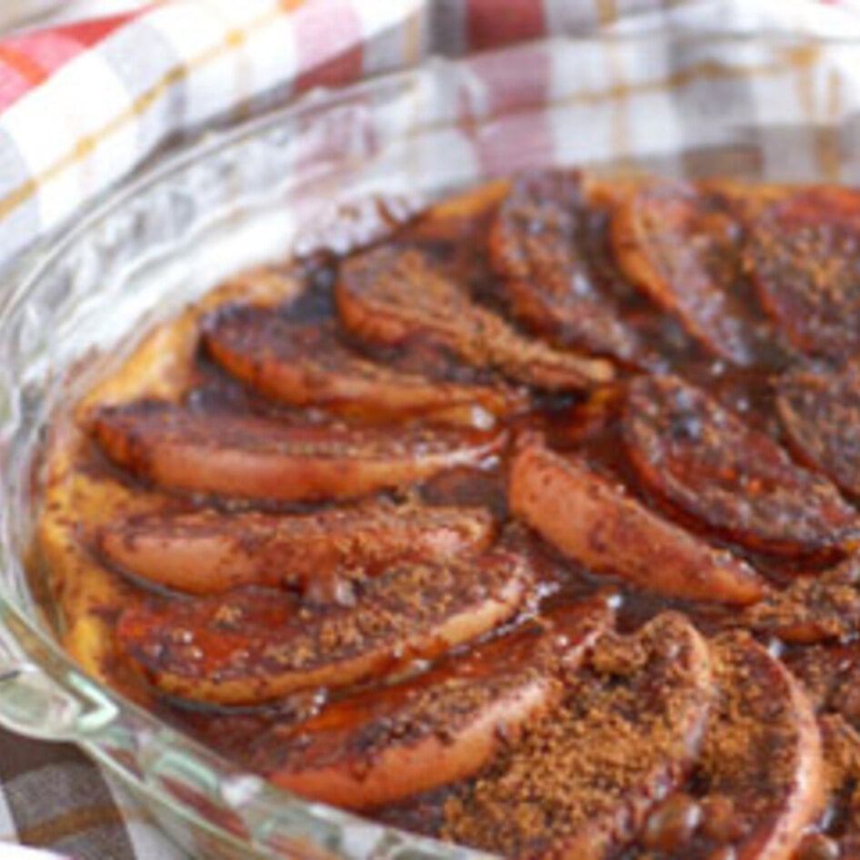 Breakfast Socca with Sweet Potato Spread and Caramelized Cinnamon Apples