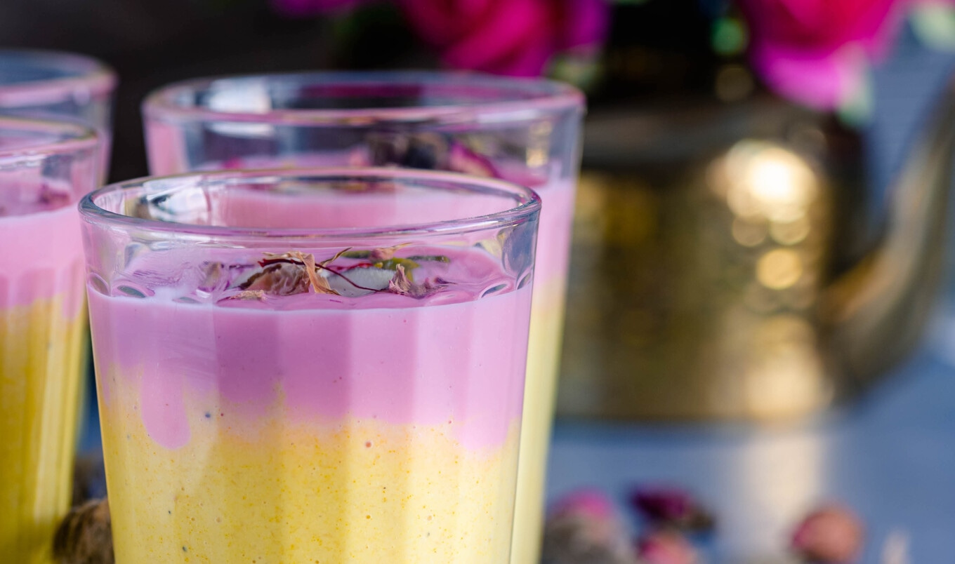 Sweet Vegan Mango Lassi With Rose