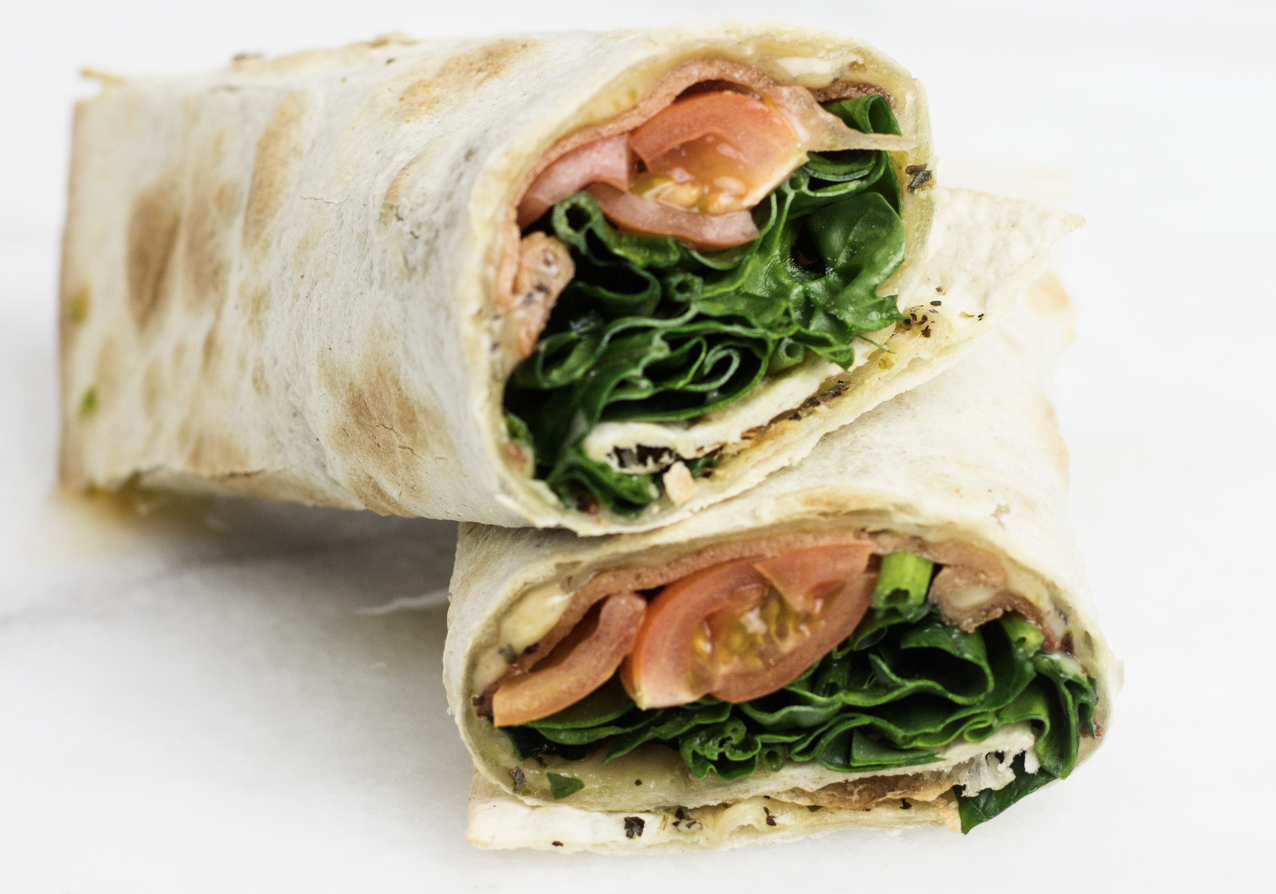 VegNews.veganwrapwithseitanbacon