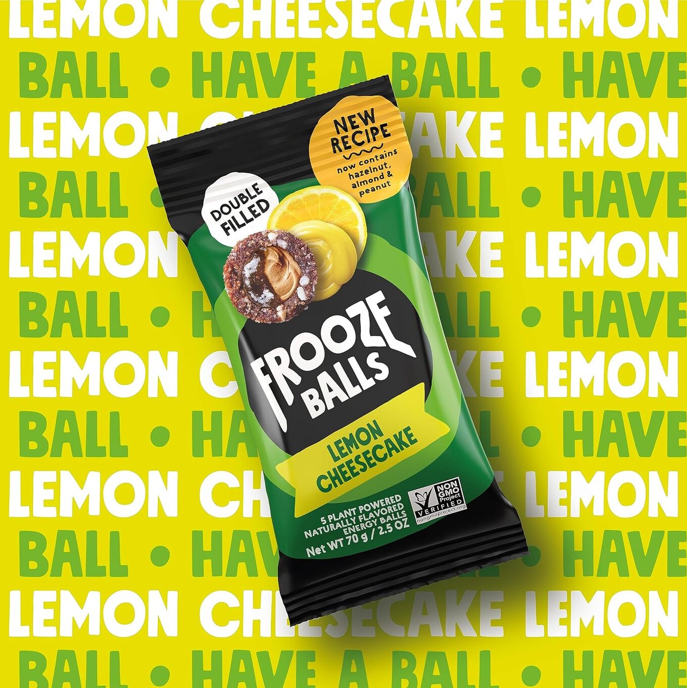 Frooze Balls Peanut Butter and Jelly. Plant-Powered, Double-Filled Energy Balls. Healthy Vegan Snacks, Gluten-Free, non-GMO (8 count, each with 5