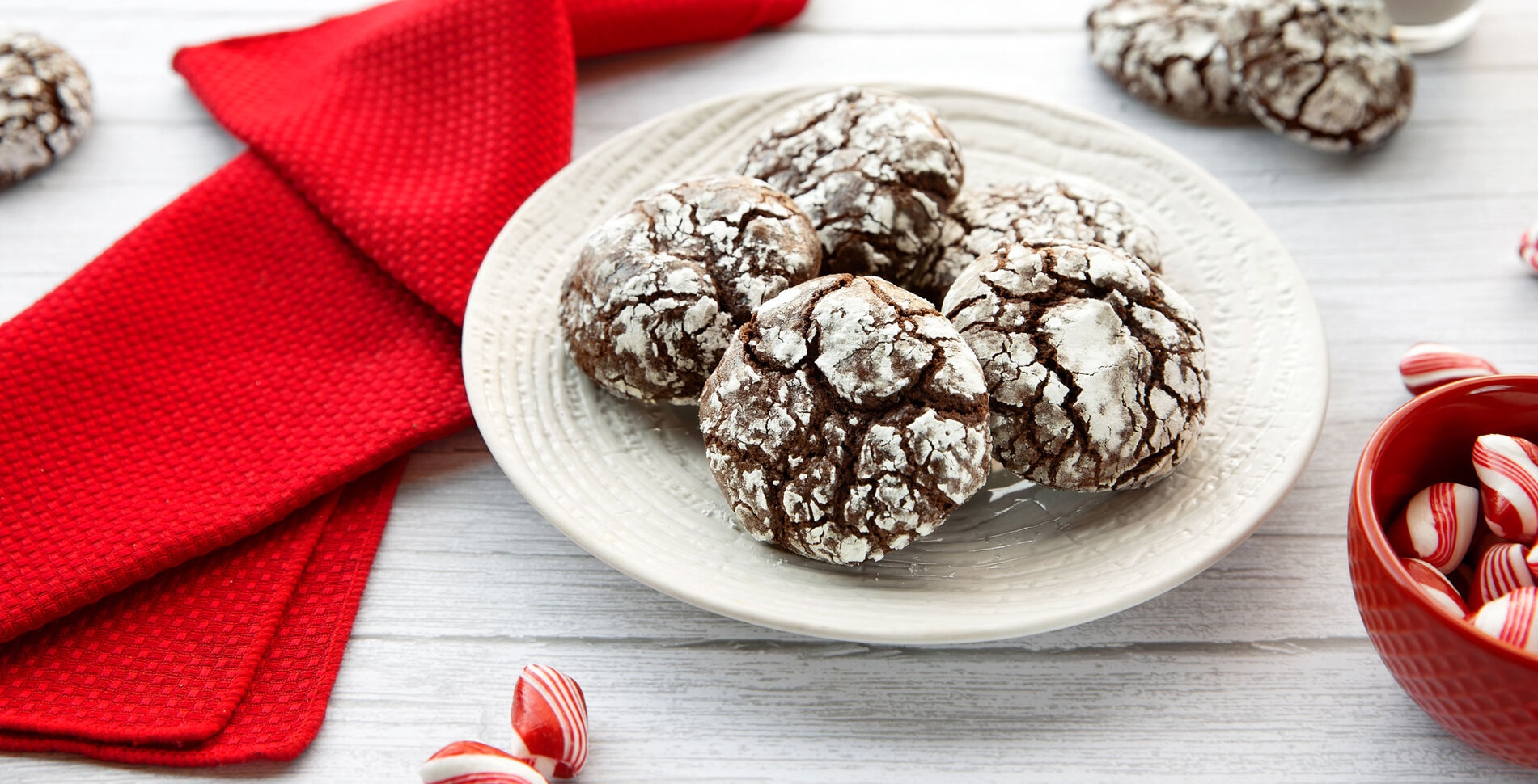 Vegan Chocolate Peppermint Crinkle Cookies