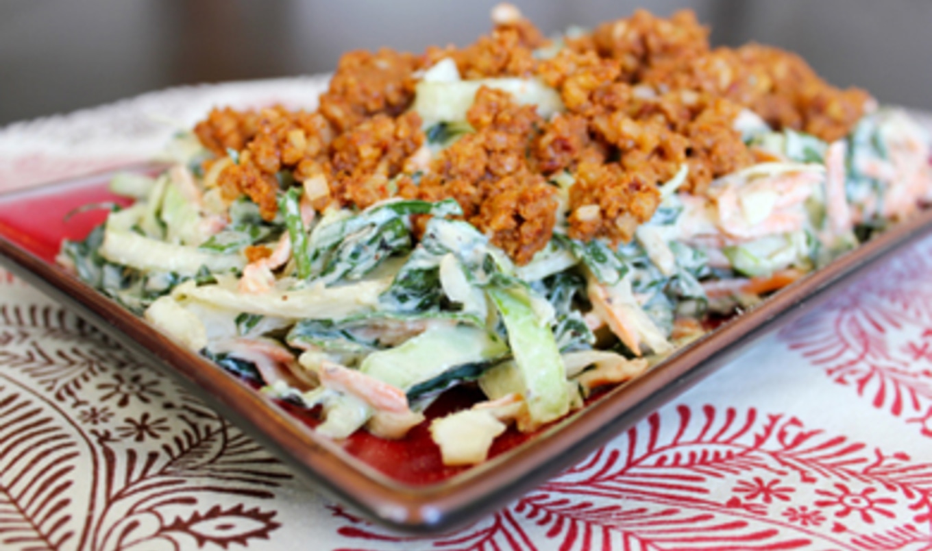 Kale Slaw With Barbecue Walnut Crumble