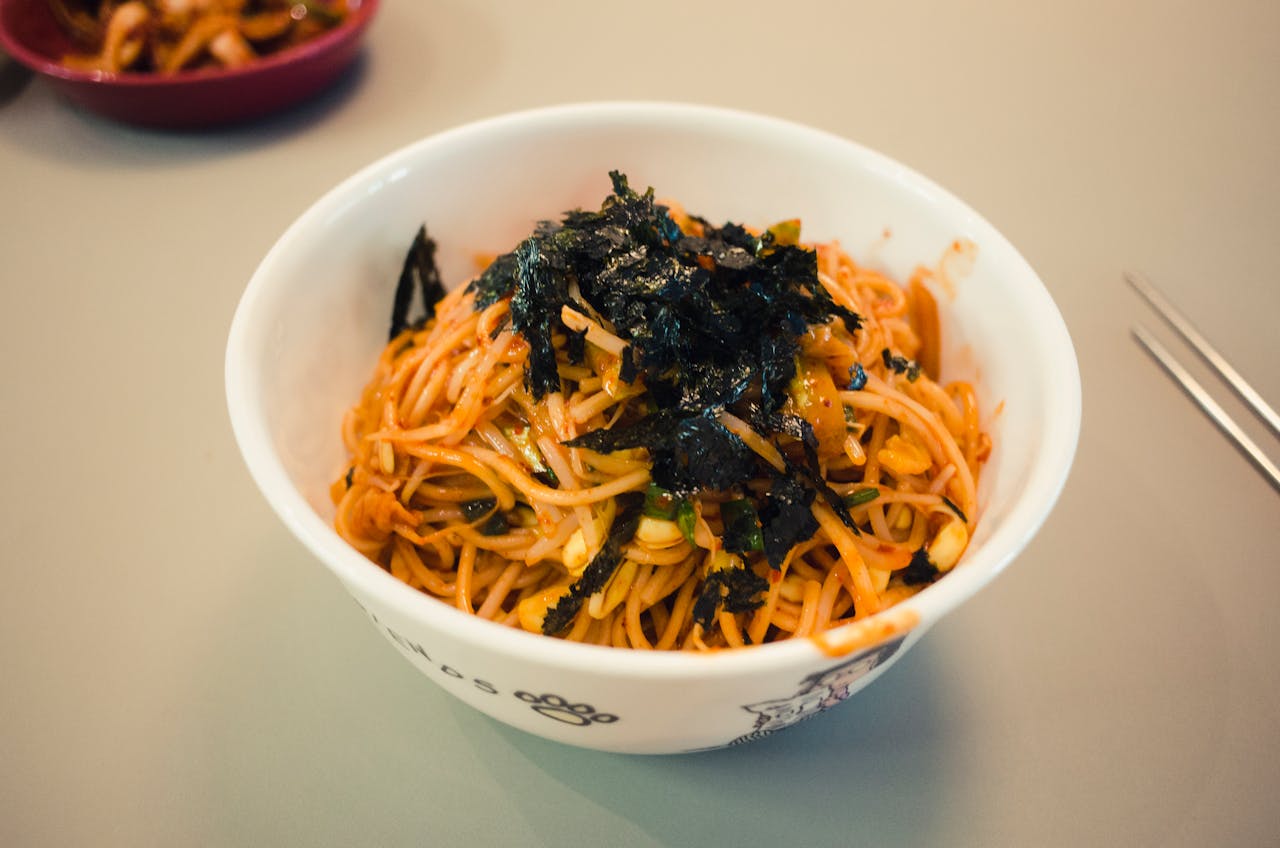 bean sprouts and seweed